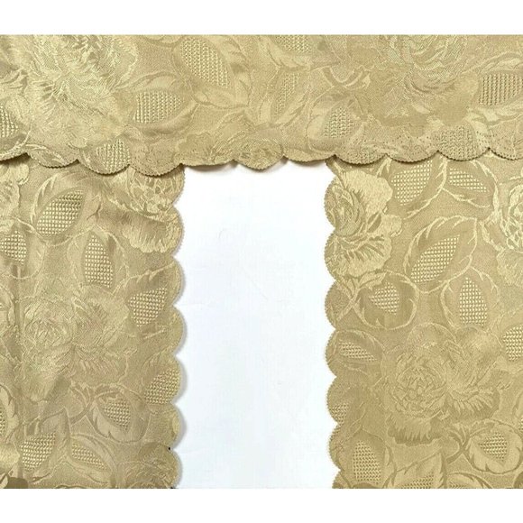 2 Window Treatments Gold Luxury Curtains Drapes Valances Scallop 84 Long Scallop